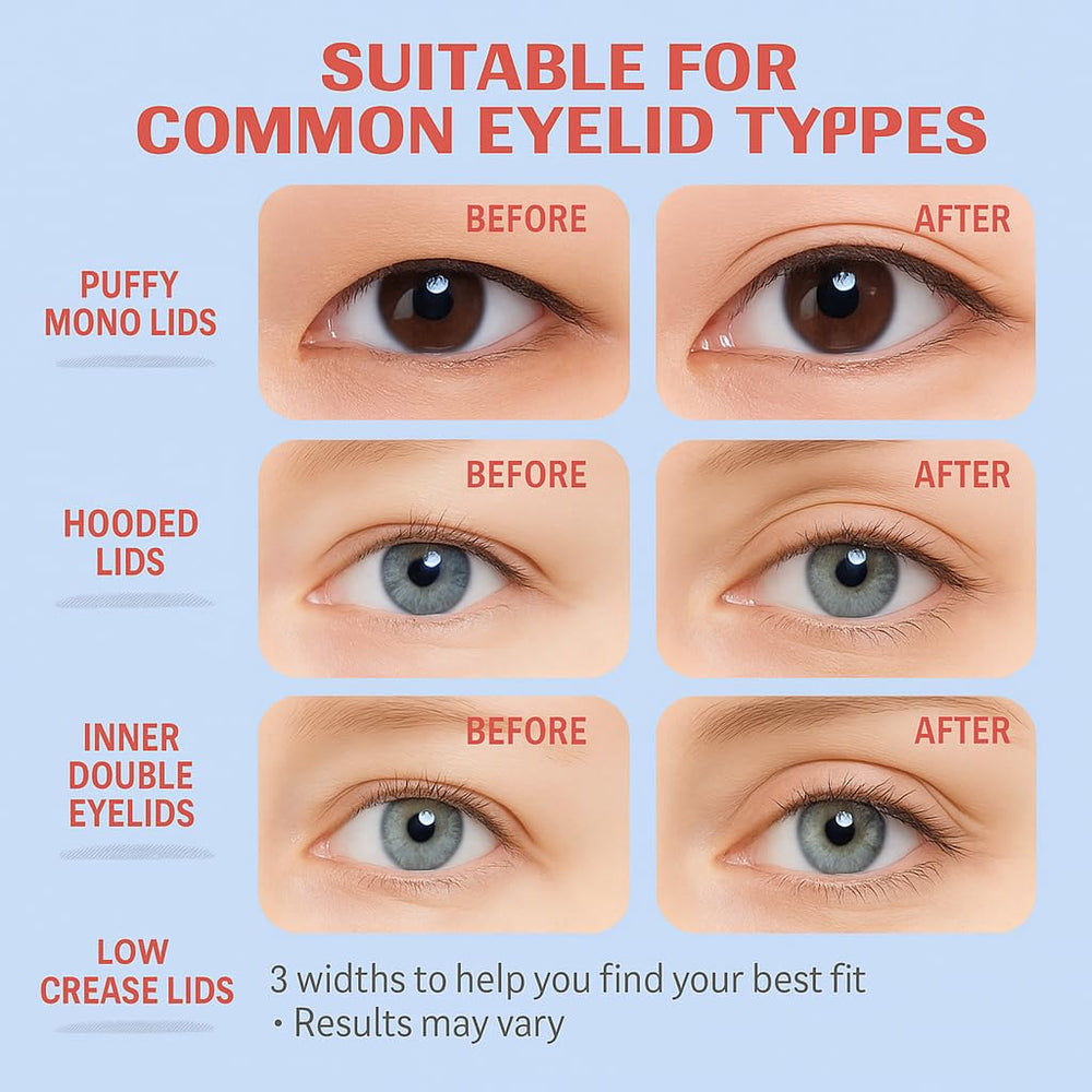 HZFYVBC Invisible Double Eyelid Tape in use with all-day wear on the eye area