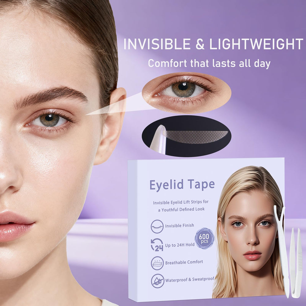 HZFYVBC Invisible Double Eyelid Tape eye application demonstrates matte finish for makeup-ready crease
