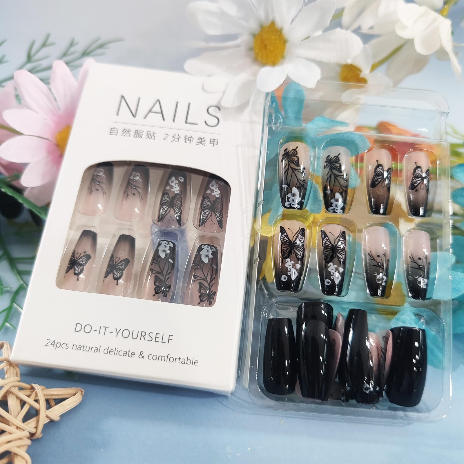 HZJXRT black gradient nails for bold everyday looks