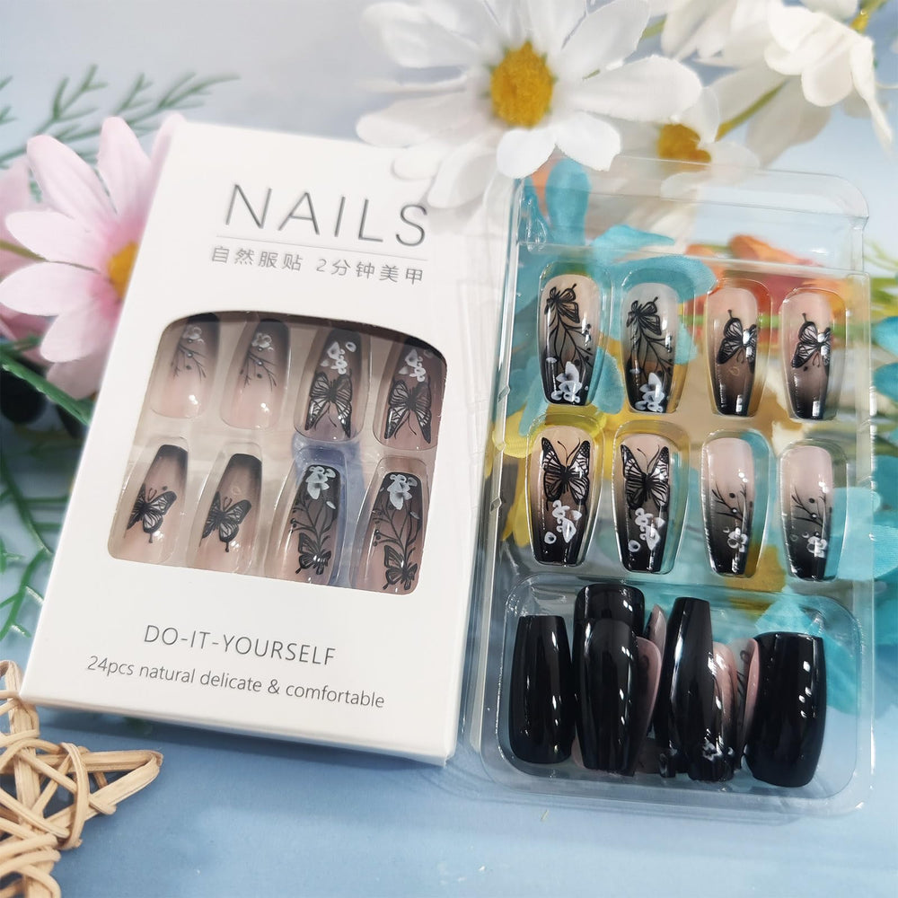 HZJXRT black gradient nails for bold everyday looks