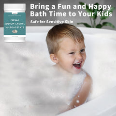 Hznxolrc Bubble-rich bath mix demonstrates foamy bubbles from SLSA powder.