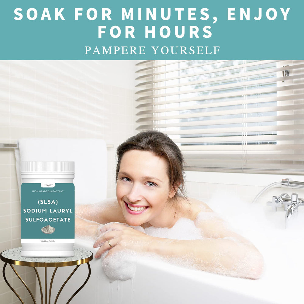 Hznxolrc Organic SLSA powder with label for skin-friendly bath cosmetics.