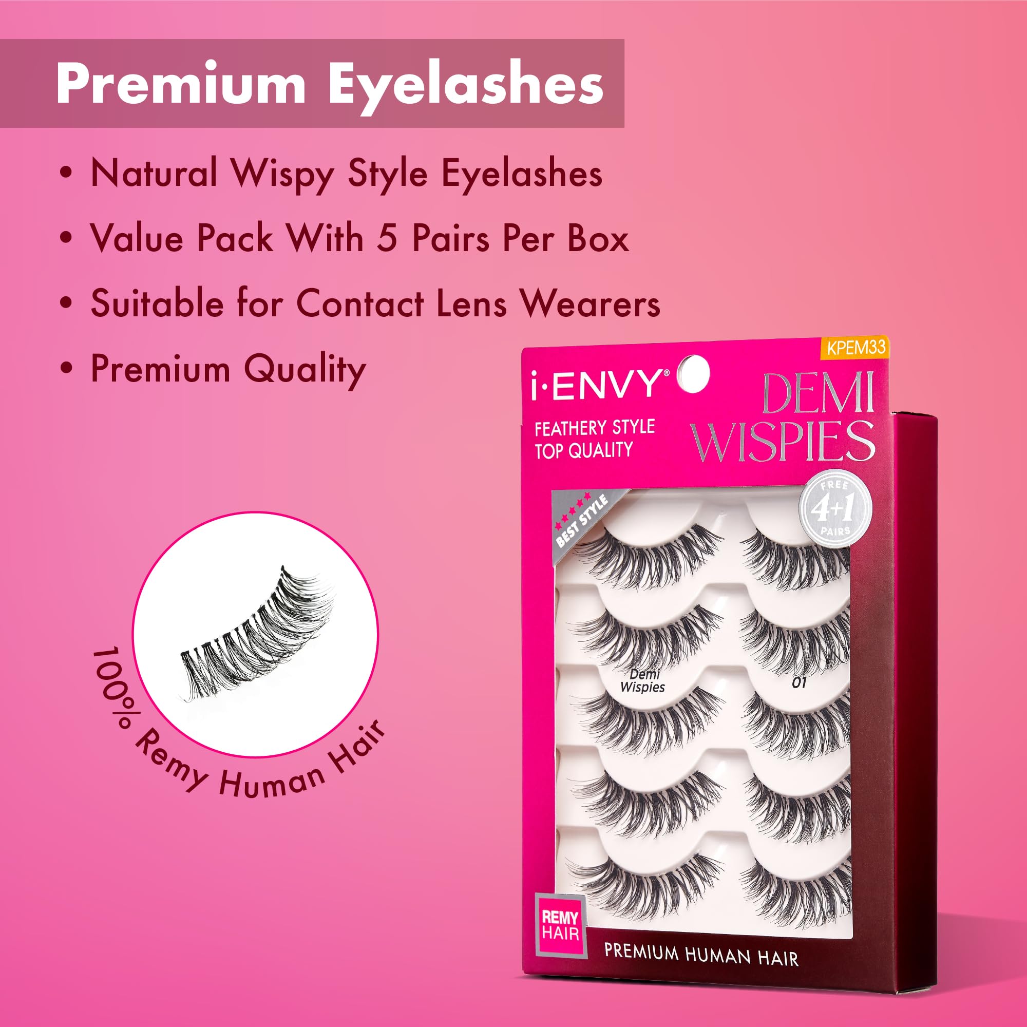 i-ENVY demi wispies pack closeup 2 shows feathered volume for natural look