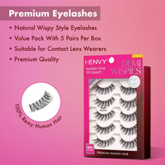 i-ENVY demi wispies pack closeup 2 shows feathered volume for natural look