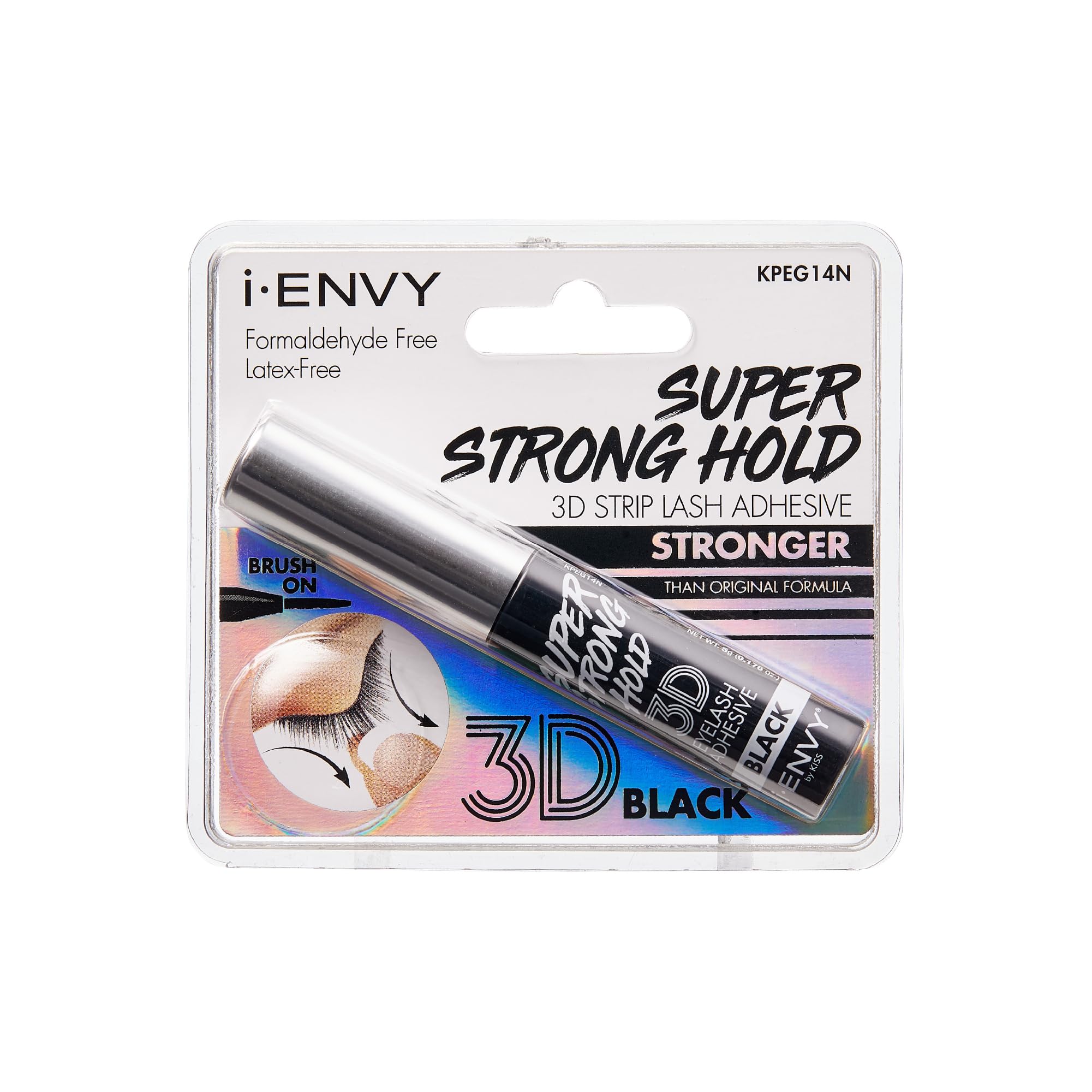 i-ENVY lash glue bottle demonstrates all-day hold for 3D lashes.