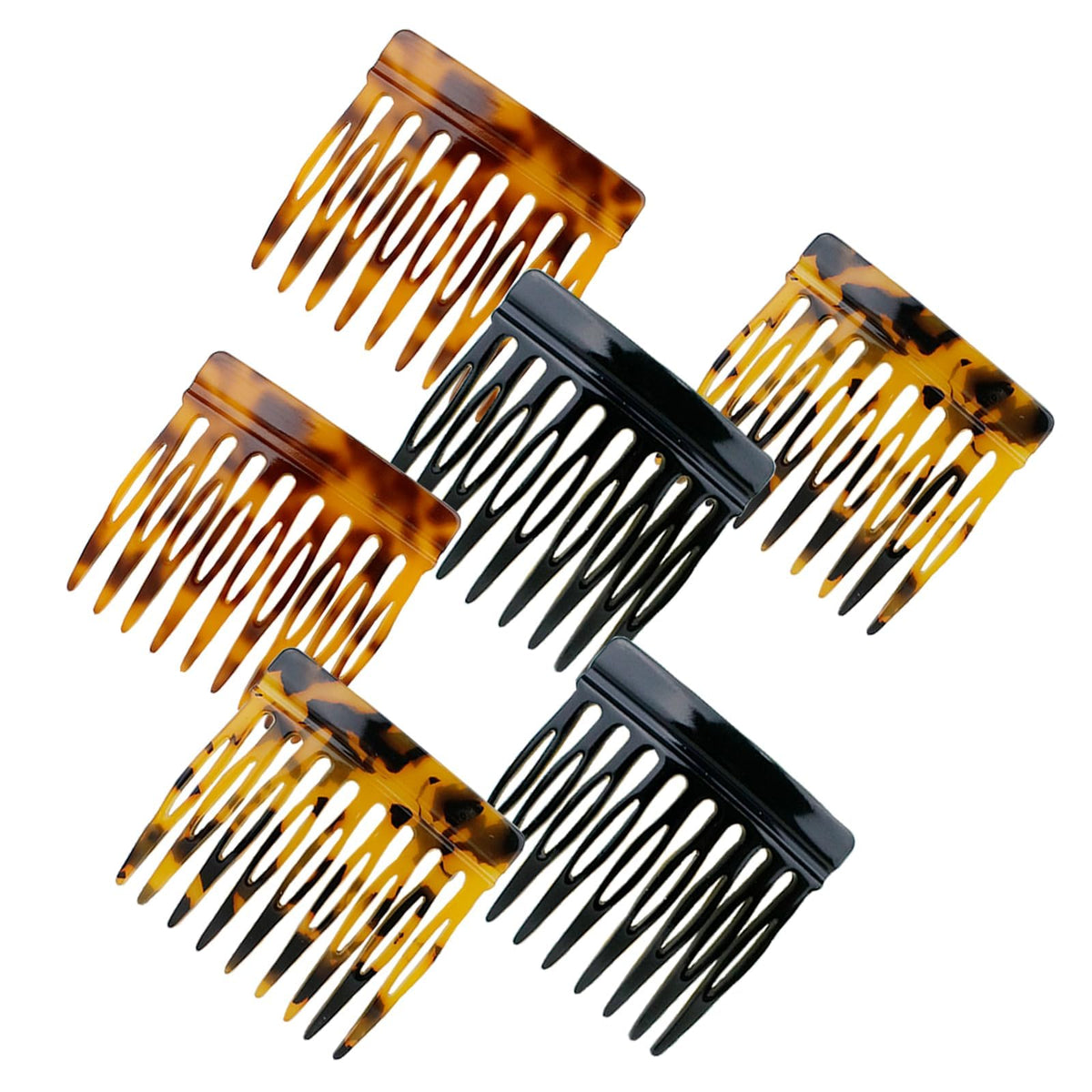 IAXSEE French side combs set in black and brown providing secure daily hold