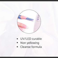 IBD Builder Gel Top Coat under UV/LED curing reveals quick-set formula.