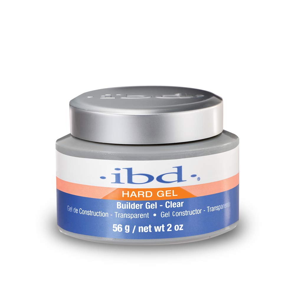 IBD Hard Gel clear bottle showcases crystal-clear finish for durable overlays.