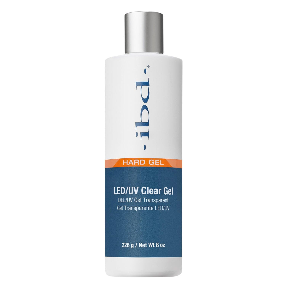 IBD LED/UV Clear Hard Gel 8 oz bottle for durable nail extensions with chip-free wear