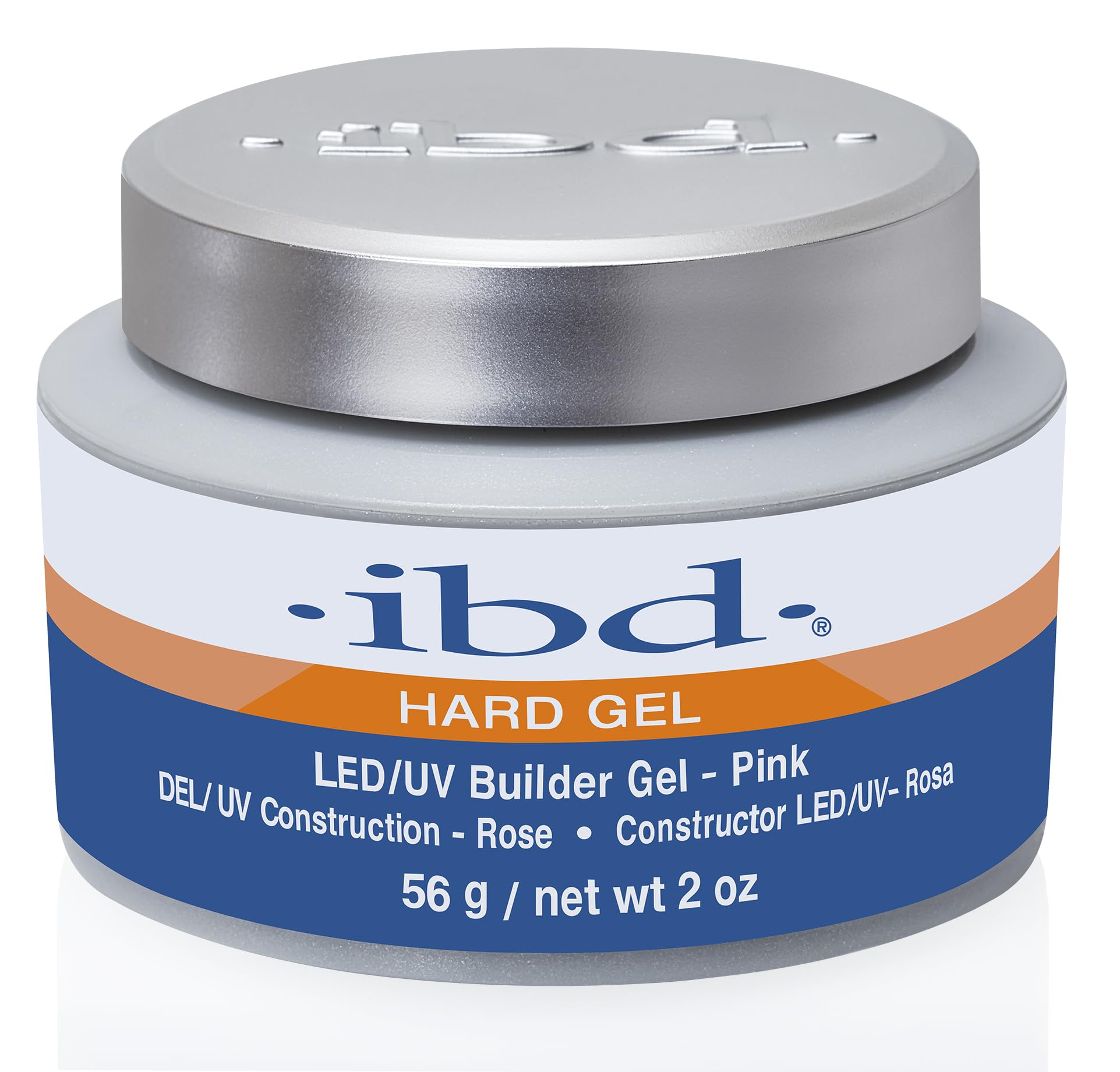 IBD Builder Pink gel bottle demonstrates high gloss for overlays and sculpting.