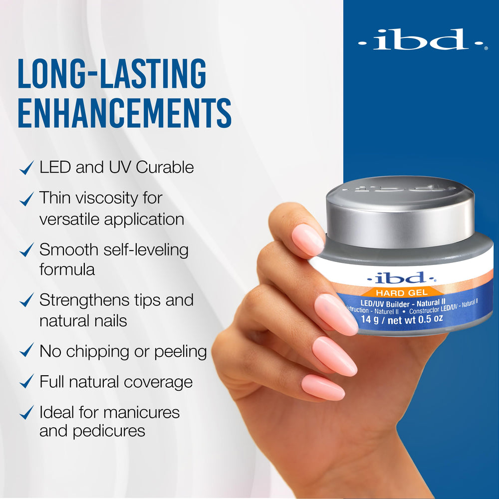 IBD LED/UV Gels Natural II 0.5 oz packaging display highlights premium branding