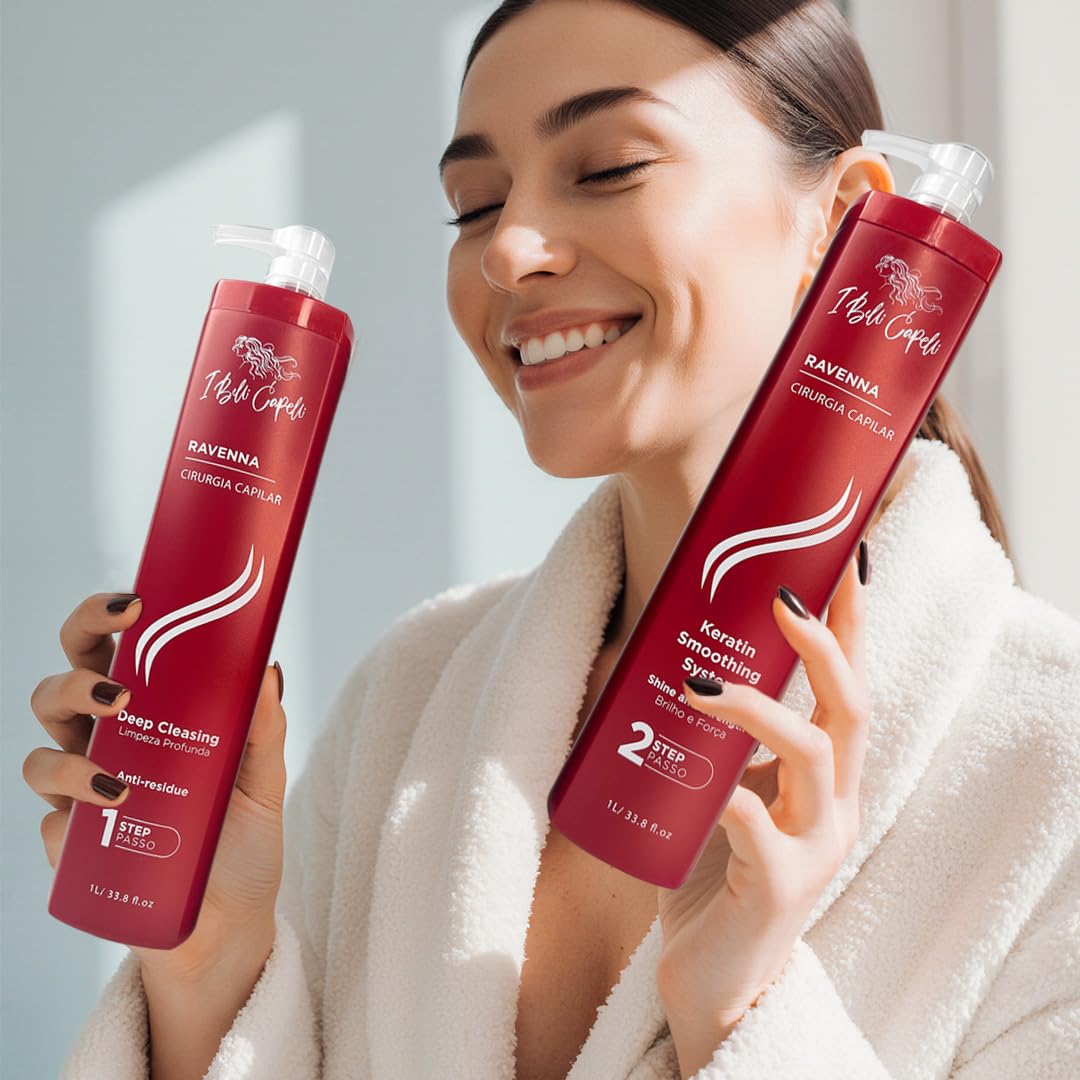 I Belli Capelli Ravenna shine image highlights softer, shinier hair after treatment.