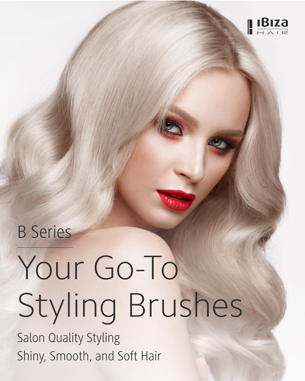 Ibiza Hair Blonde bristles with cork handle highlight shine and textured finish.