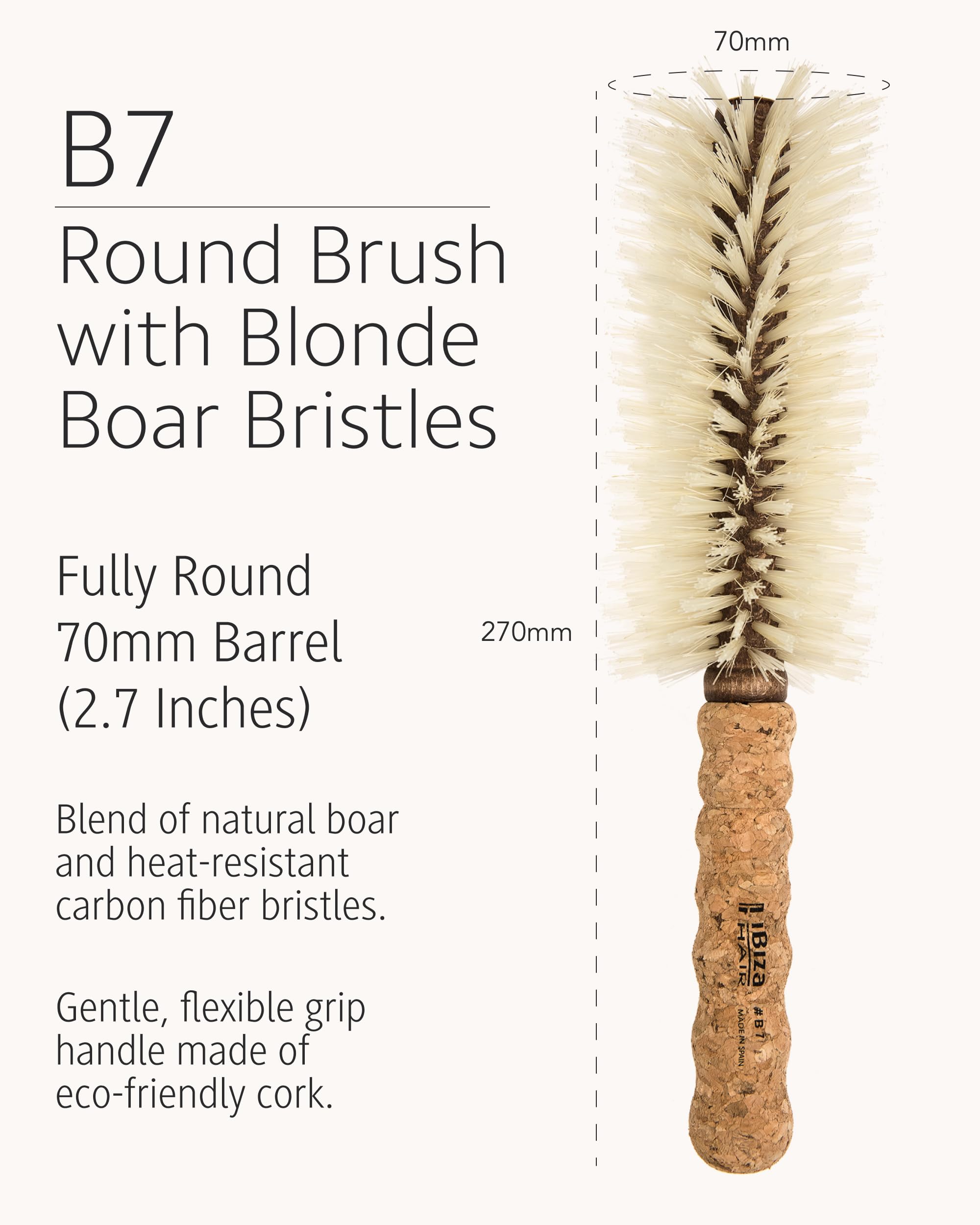 Ibiza Hair Round Brush barrel styling action shows big-section waves and volume.