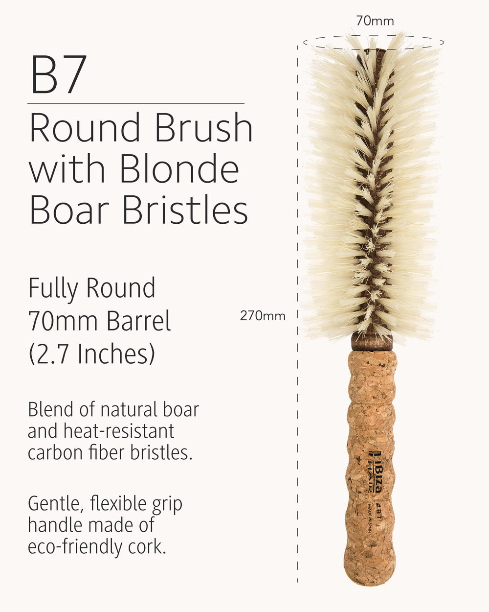 Ibiza Hair Round Brush barrel styling action shows big-section waves and volume.