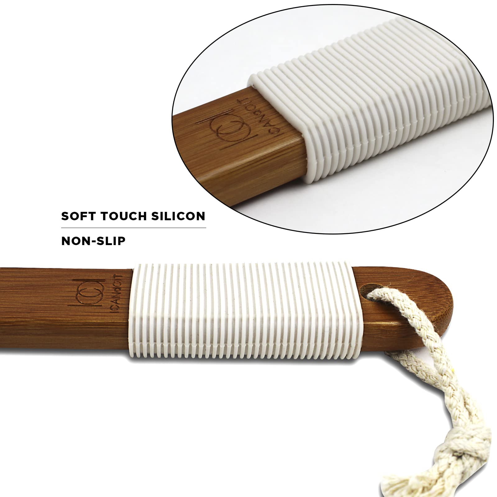 ICANdOIT hanging-rope design helps air-dry the brush between uses.