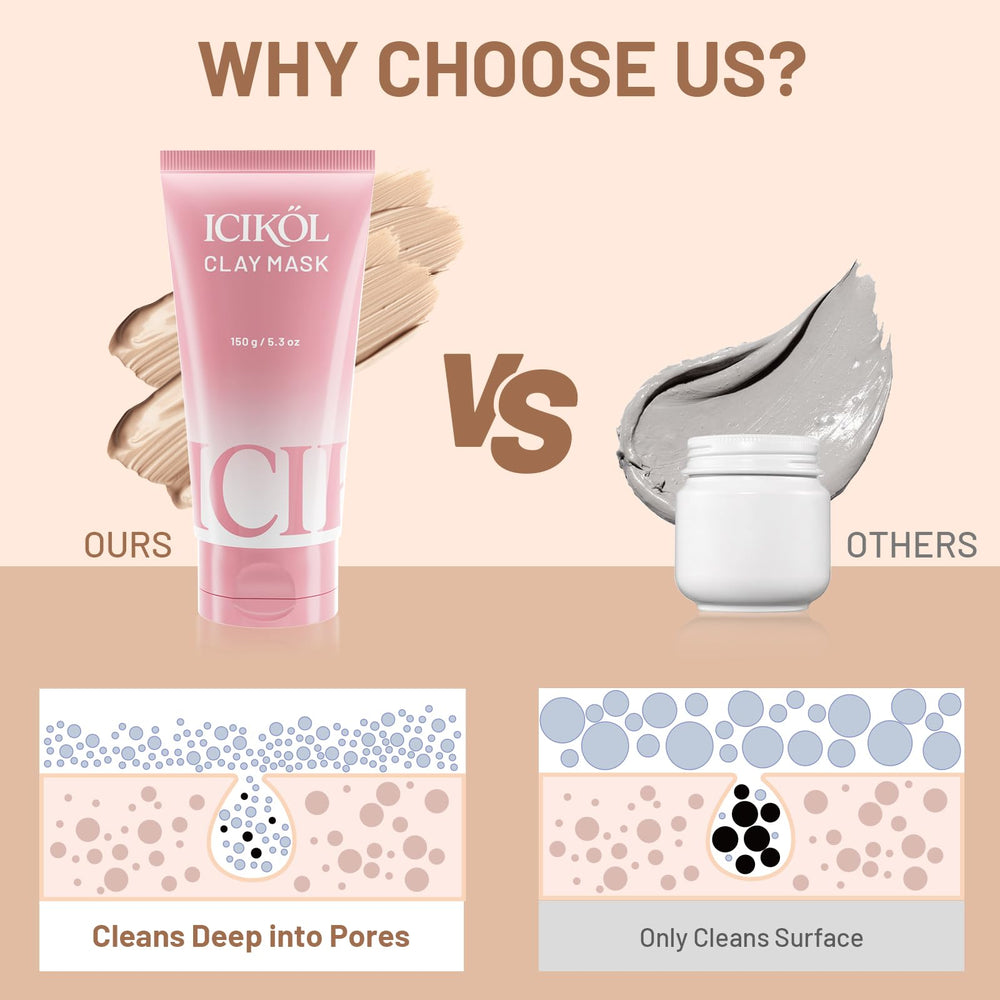 ICIKOL red clay mask dual-ended brush in use for mess-free application.