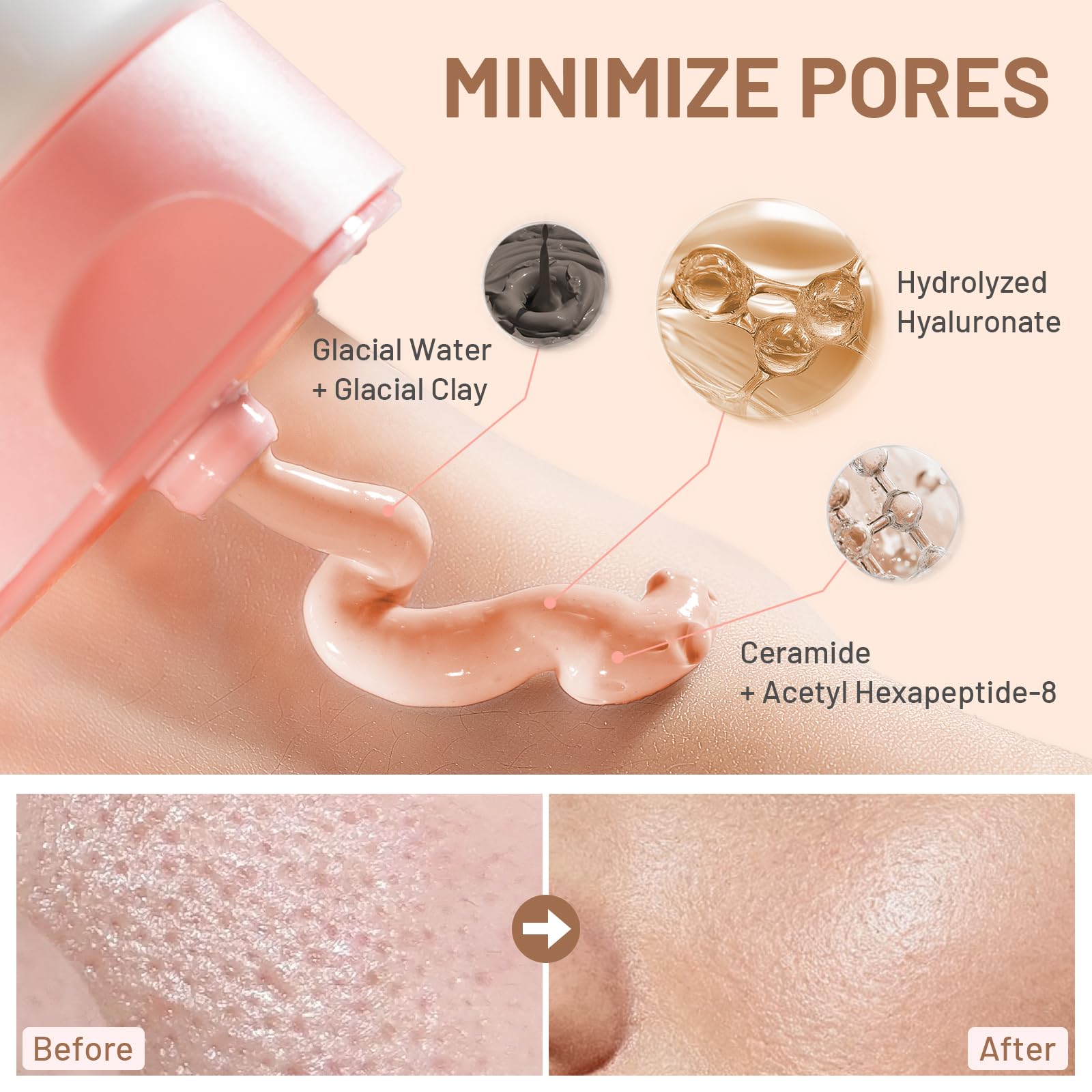ICIKOL red clay mask being applied to the face during a cleansing session.