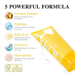 ICIKOL turmeric-collagen mask jar closeup shows creamy texture for brightening.