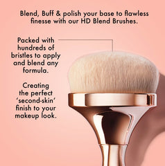 Iconic London HD Blend brush handle ergonomic detail improves control during makeup application.