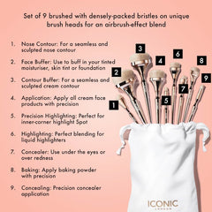 Iconic London HD Blend brush head closeup highlighting hundreds of bristles for seamless blending.