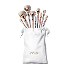 Iconic London HD Blend set box showing premium 12-brush collection for flawless makeup application.