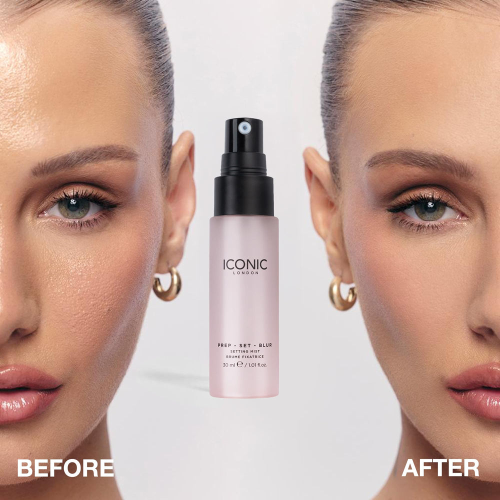 Iconic London Prep Set Blur soft-focus finish on skin for smoother texture.