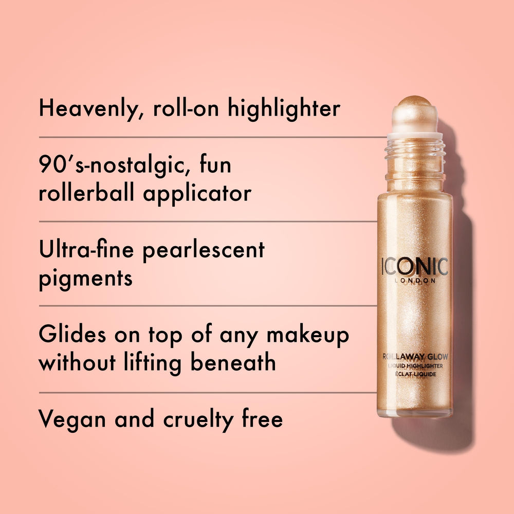 Iconic London Rollaway Glow delivers a pearlescent finish for candlelit skin.