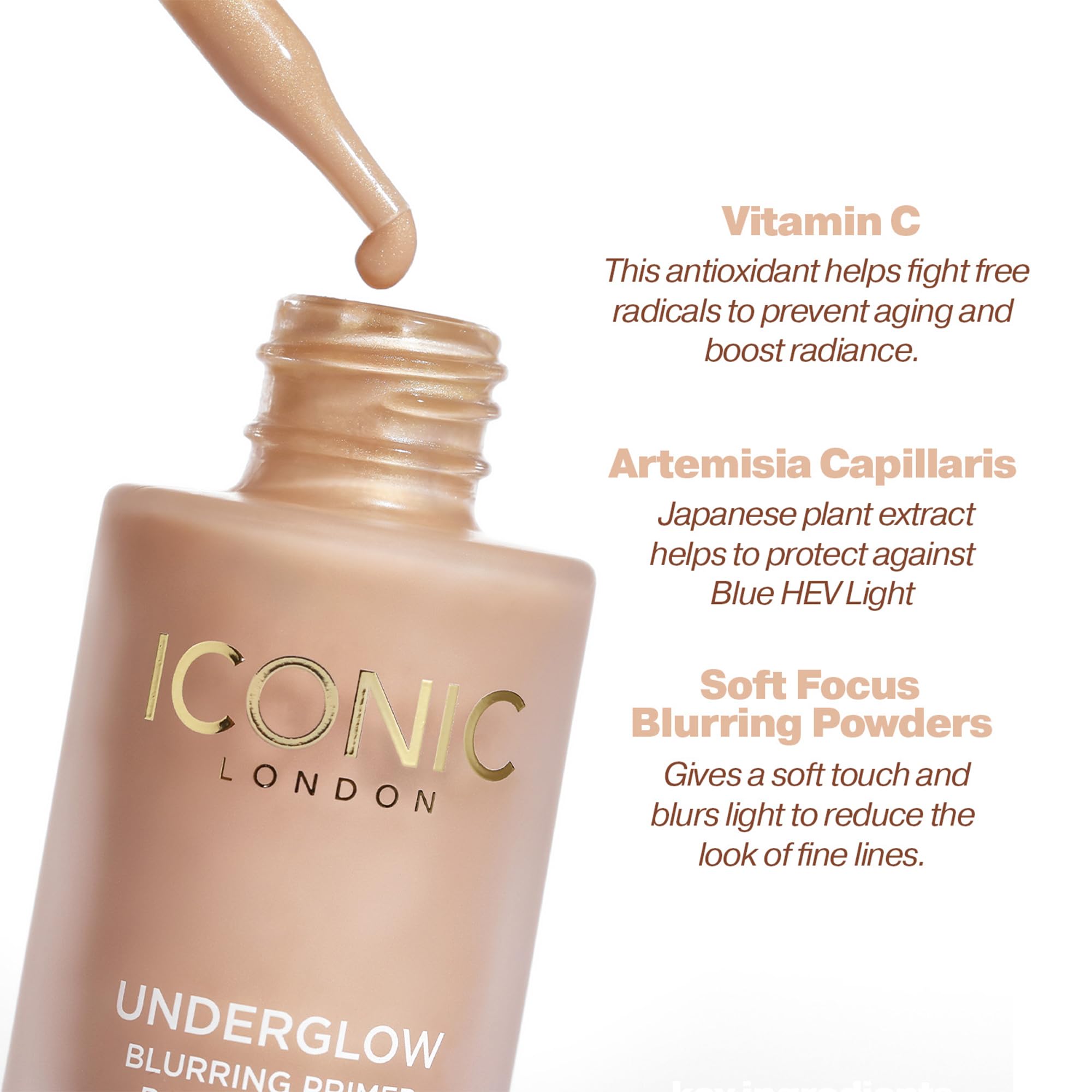 Iconic London Underglow Primer candlelit glow on the skin.