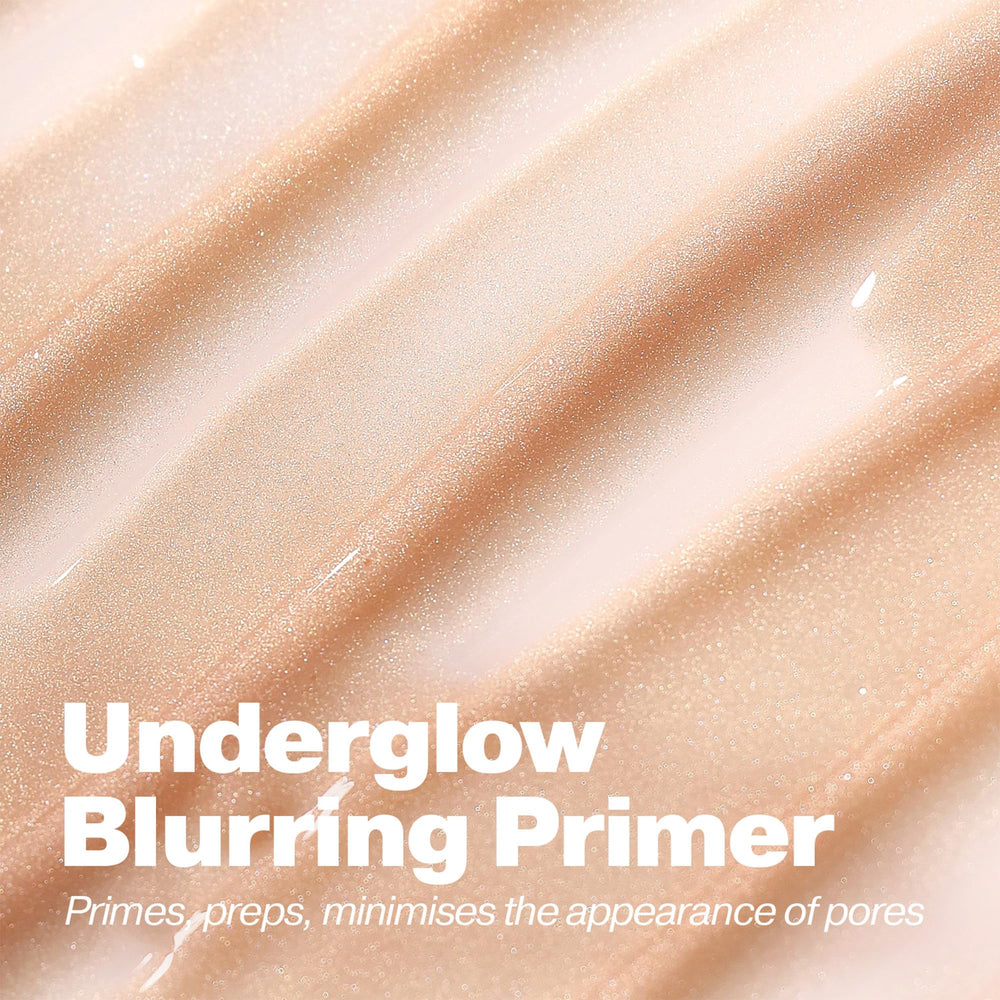 Iconic London Underglow Primer champagne pearls add dreamy glow.