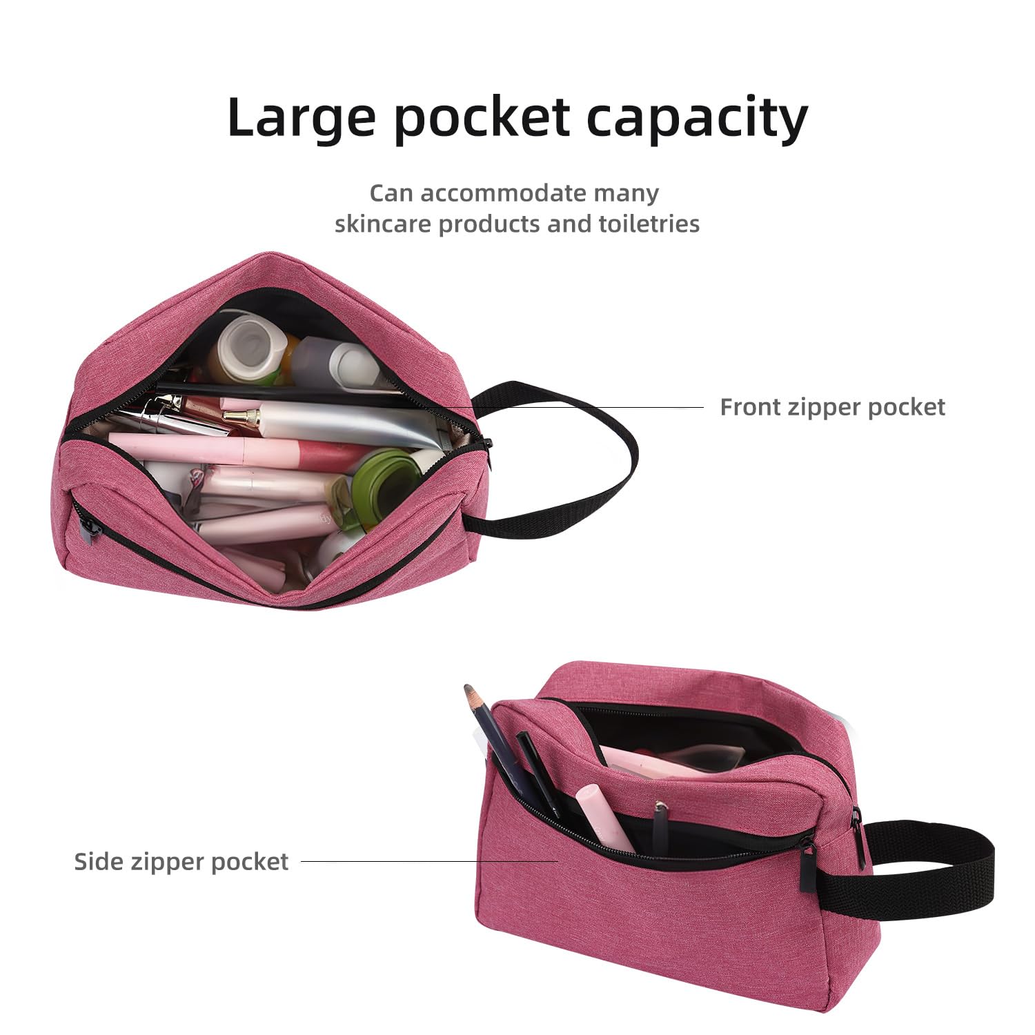 Icramsy Travel Toiletry Bag reinforced carrying handle ensures durable portability