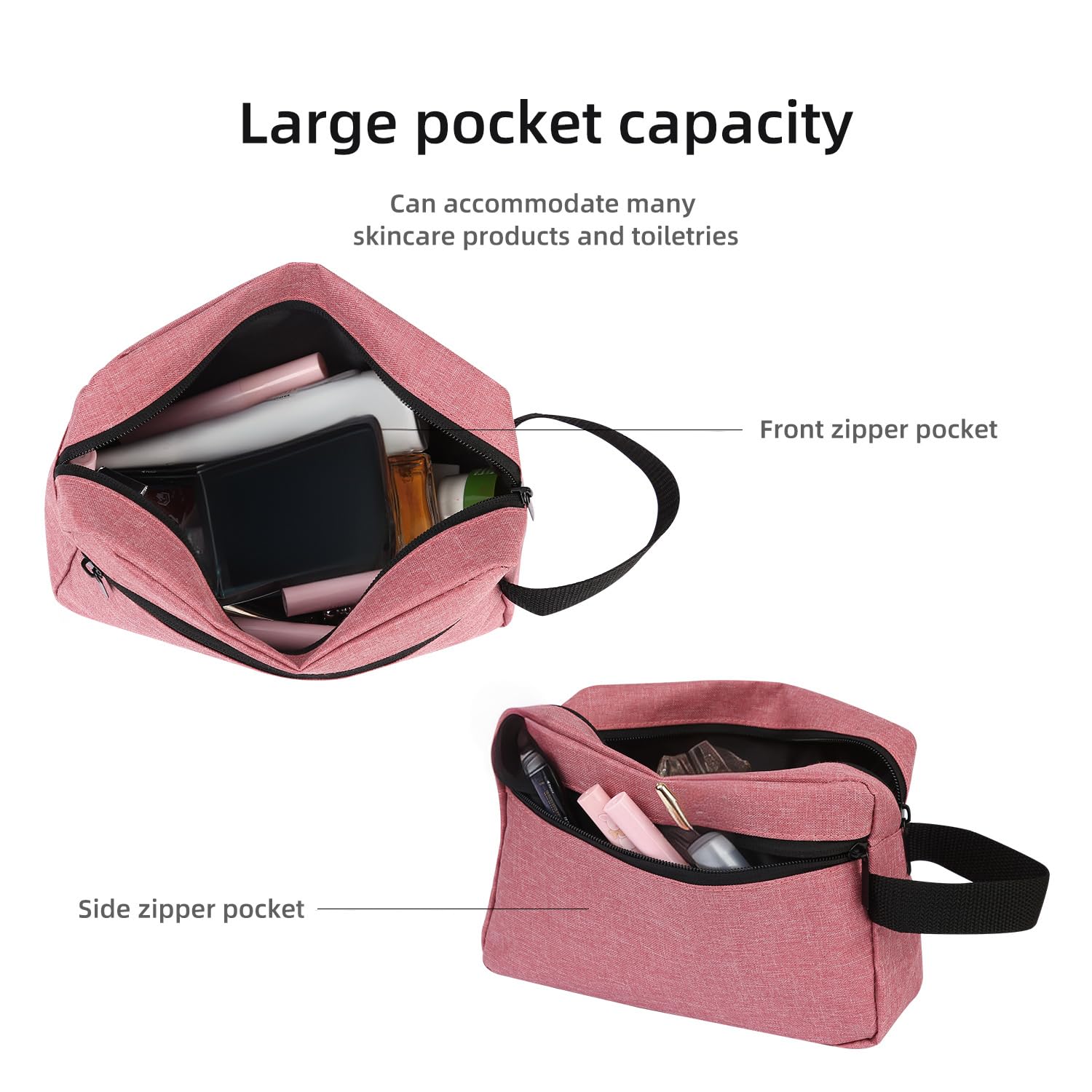 Icramsy travel toiletry bag interior waterproof PU leather protects contents