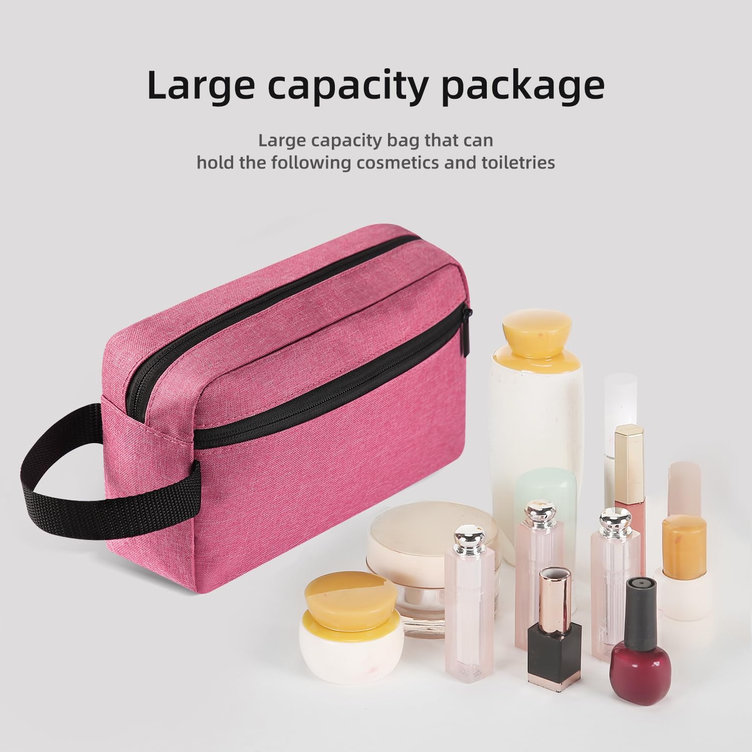Icramsy Travel Toiletry Bag main compartment holds cosmetics and daily essentials
