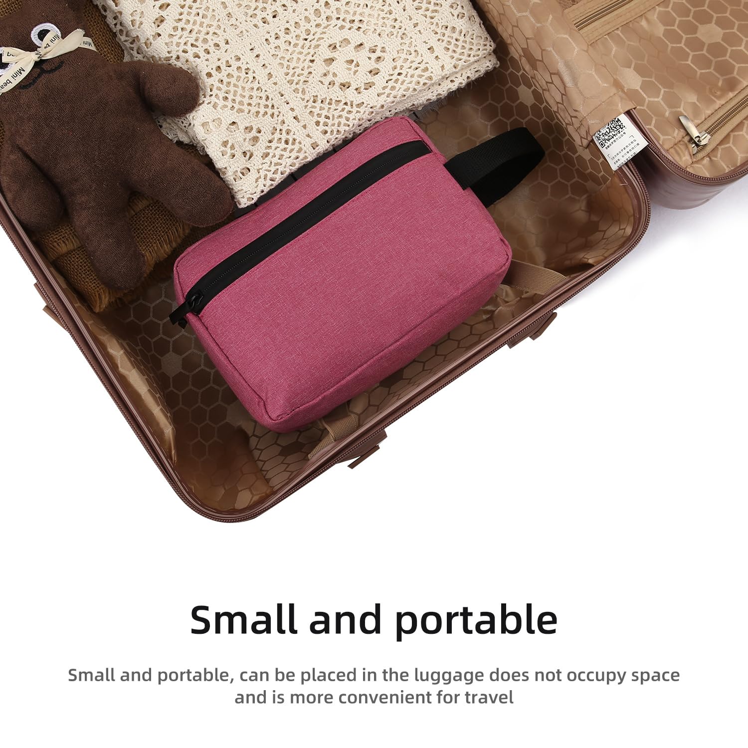 Icramsy Travel Toiletry Bag side pocket stores small items securely