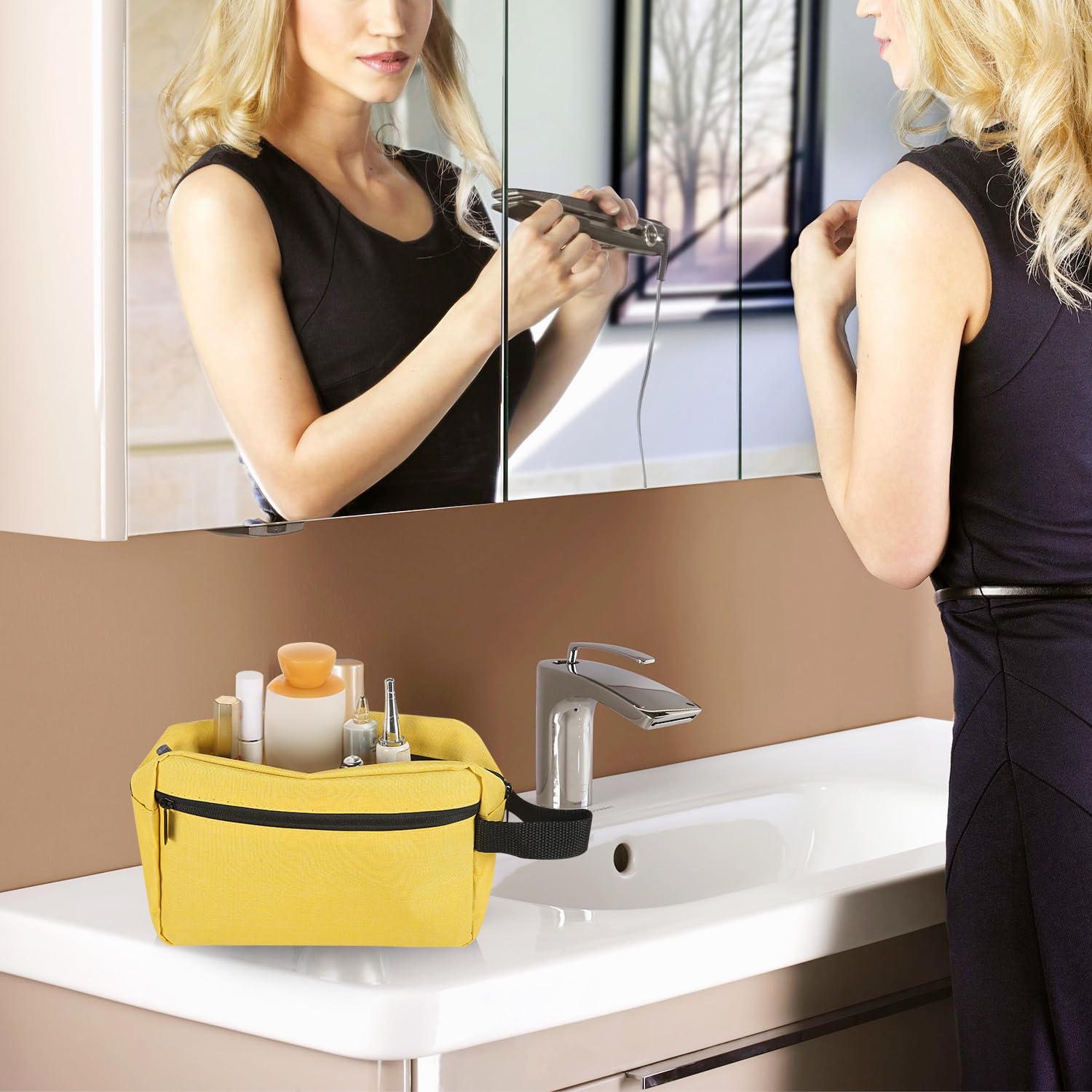 Icramsy toiletry bag hanging design for easy bathroom access.