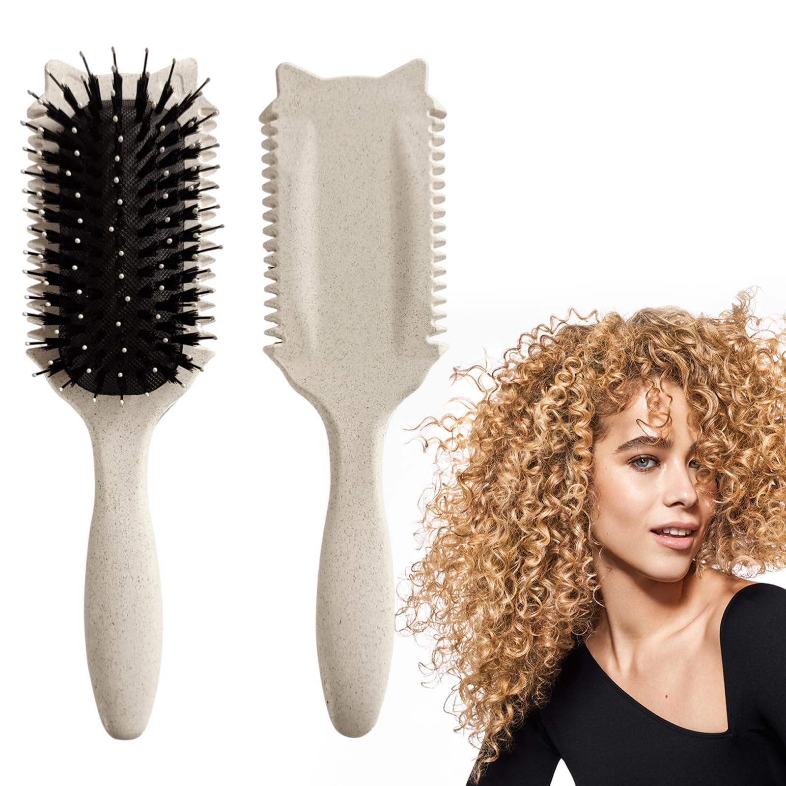iDAOLI Curly Hair Brush with cat ears design for precise sectioning and styling.