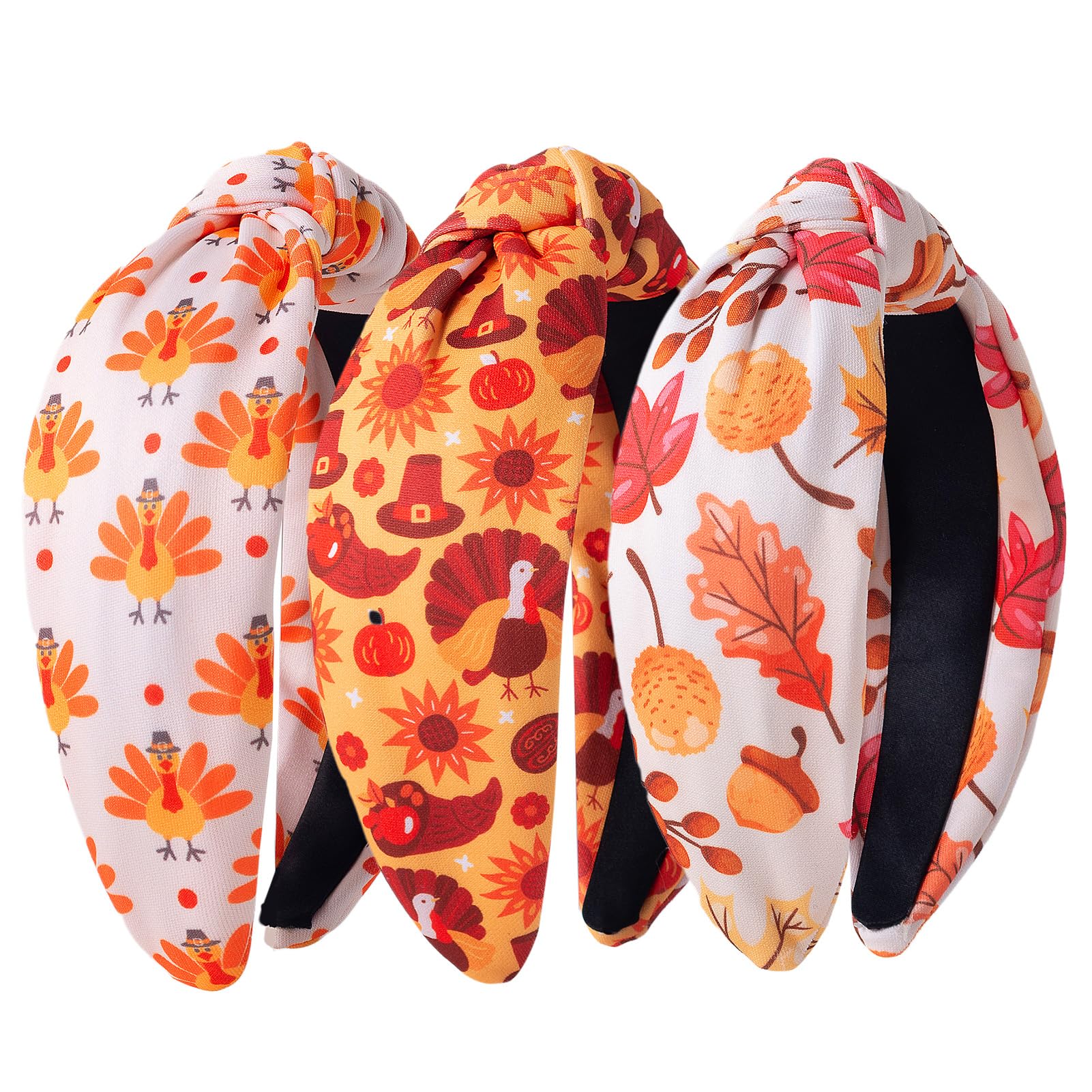 IDDFEVE 3pc headbands set showcases autumn turkey and leaves for Thanksgiving styling.