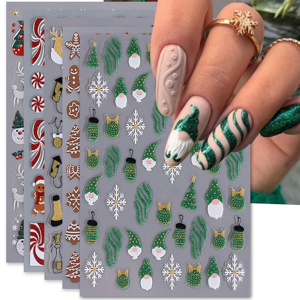 IDDFEVE Christmas nail stickers pack for quick at-home manicures.