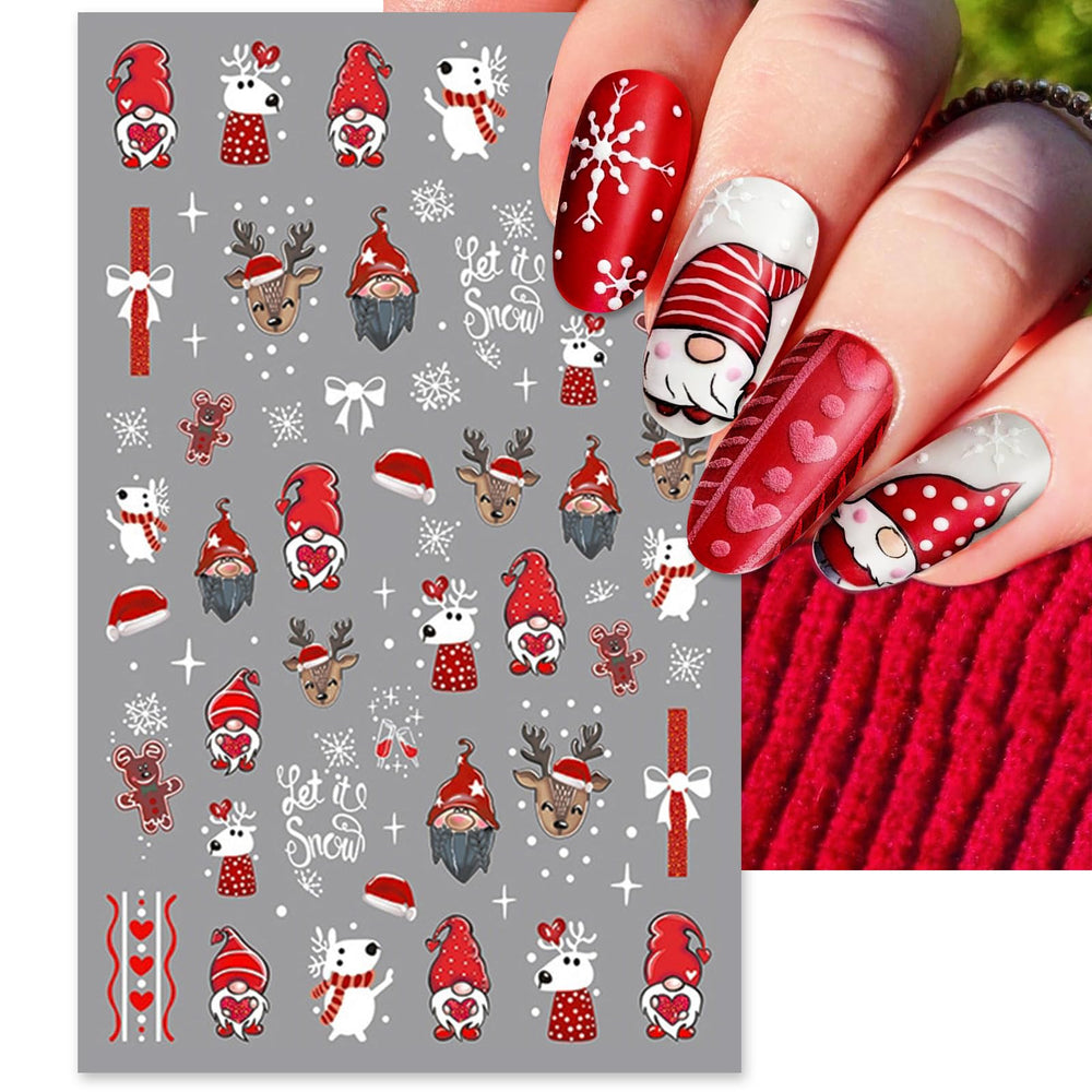 IDDFEVE Christmas nail stickers reindeer design for playful holiday nails.
