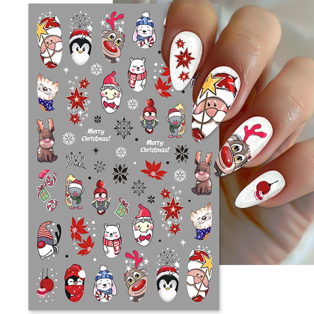 IDDFEVE Christmas nail stickers snowflakes design for elegant winter look.