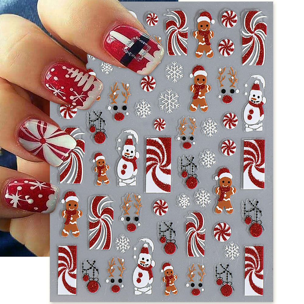 IDDFEVE snowflake elk pattern nail art delivers a cool holiday vibe.