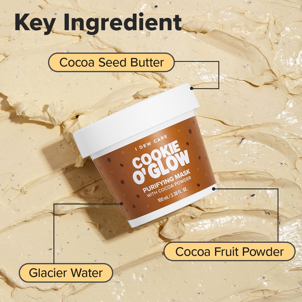 I DEW CARE Cocoa seed butter image highlighting moisturizing feel and purifying benefits.