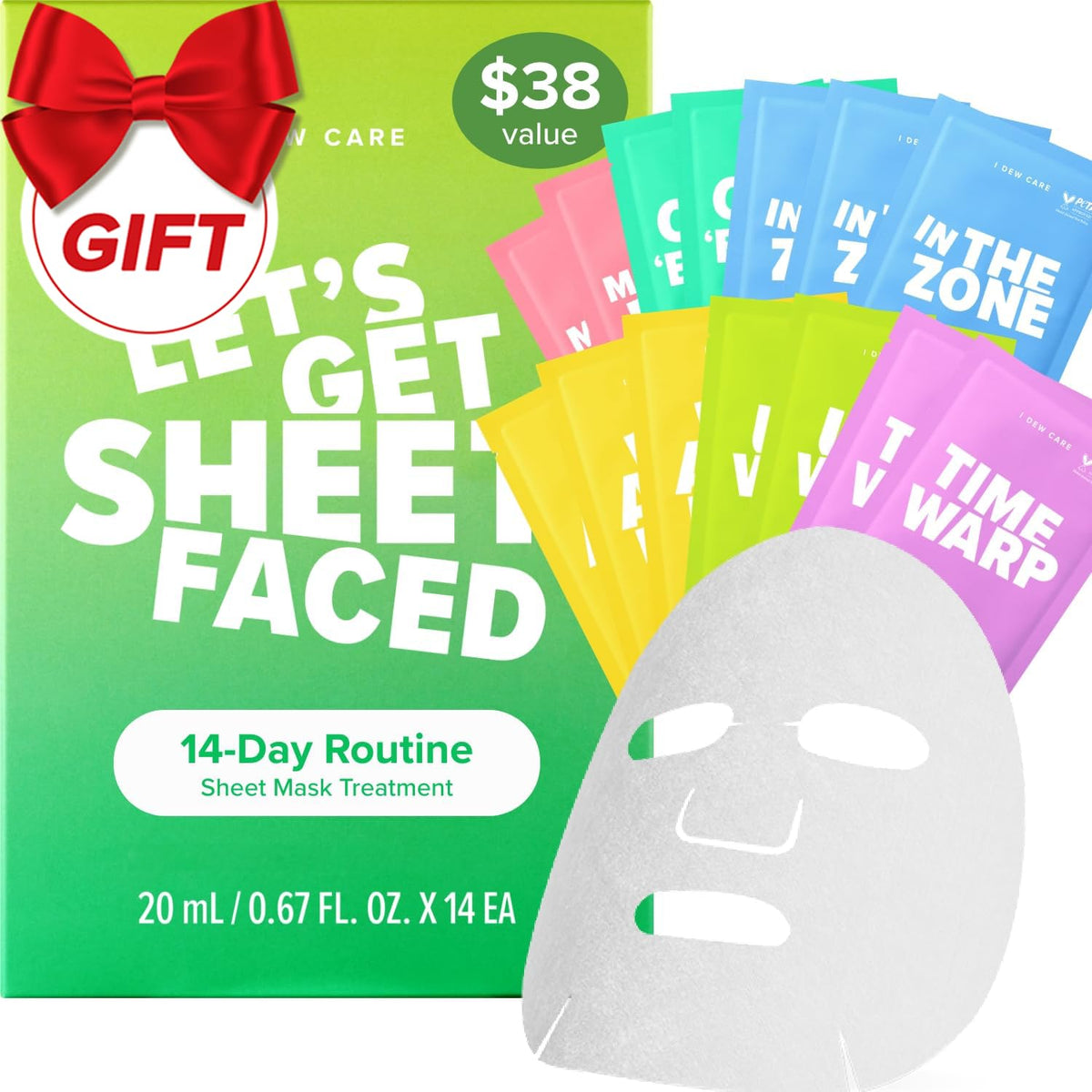 I DEW CARE collage sheet mask variety box front for hydration and glow