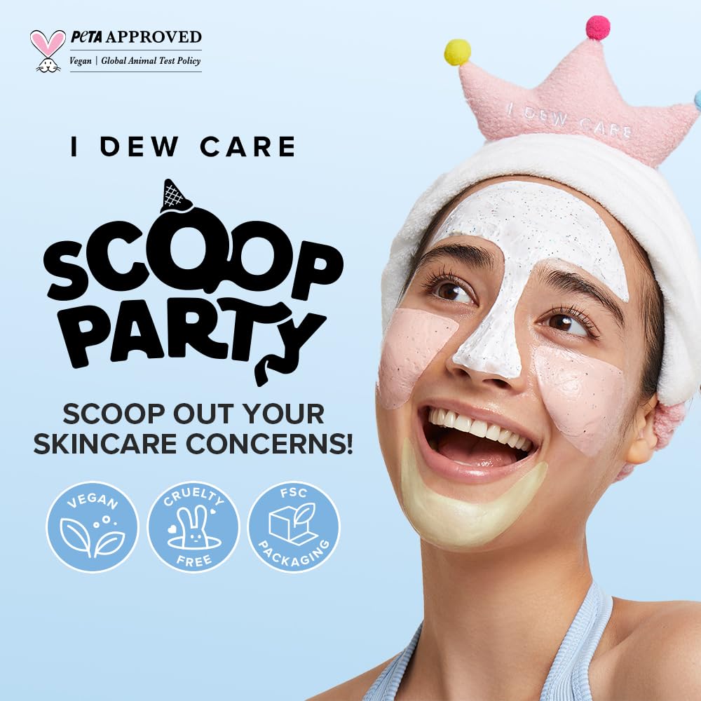I DEW CARE Scoop Party Berry Groovy mask exfoliates for smoother texture.