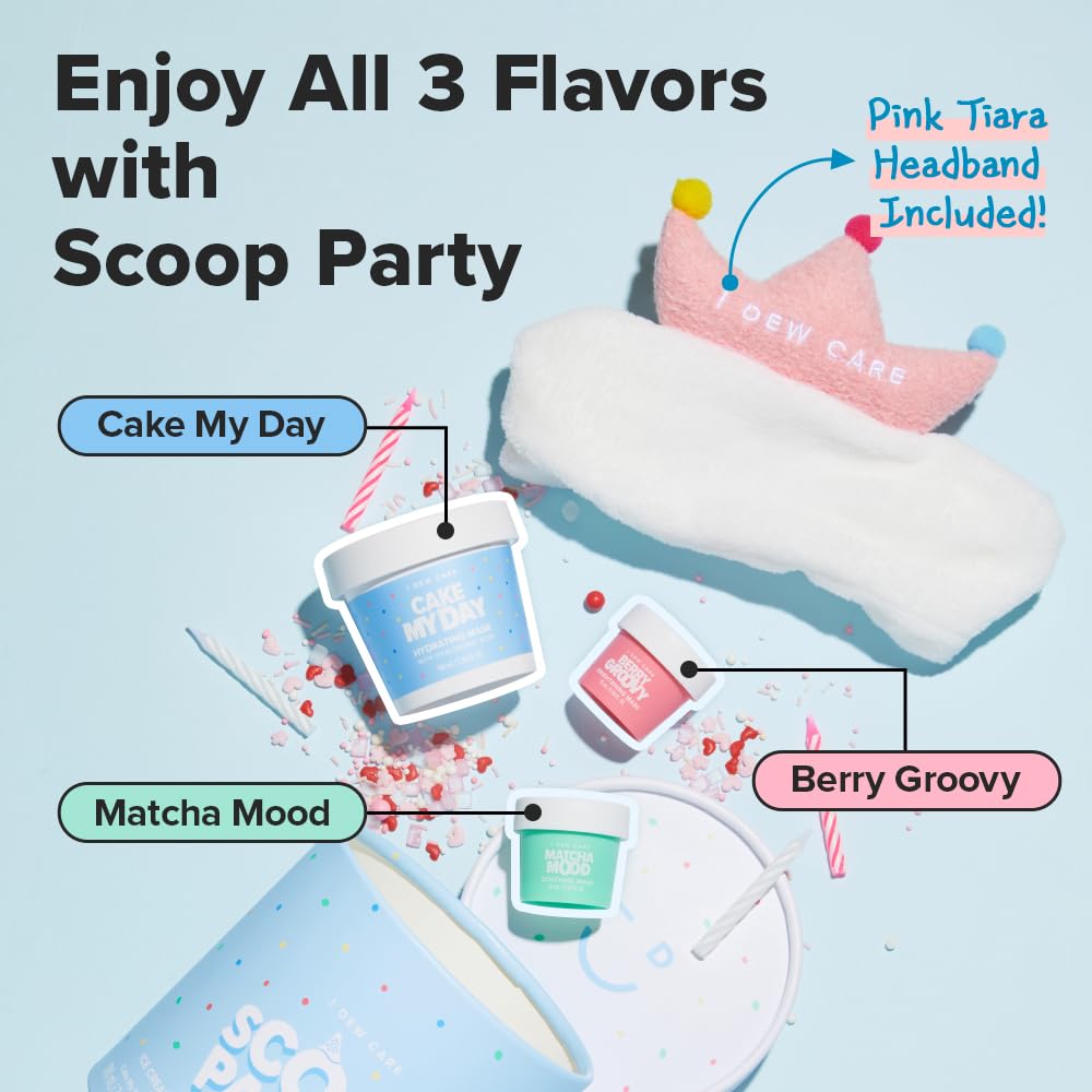 I DEW CARE Scoop Party Matcha Mood mask soothes with a cooling green tea blend.