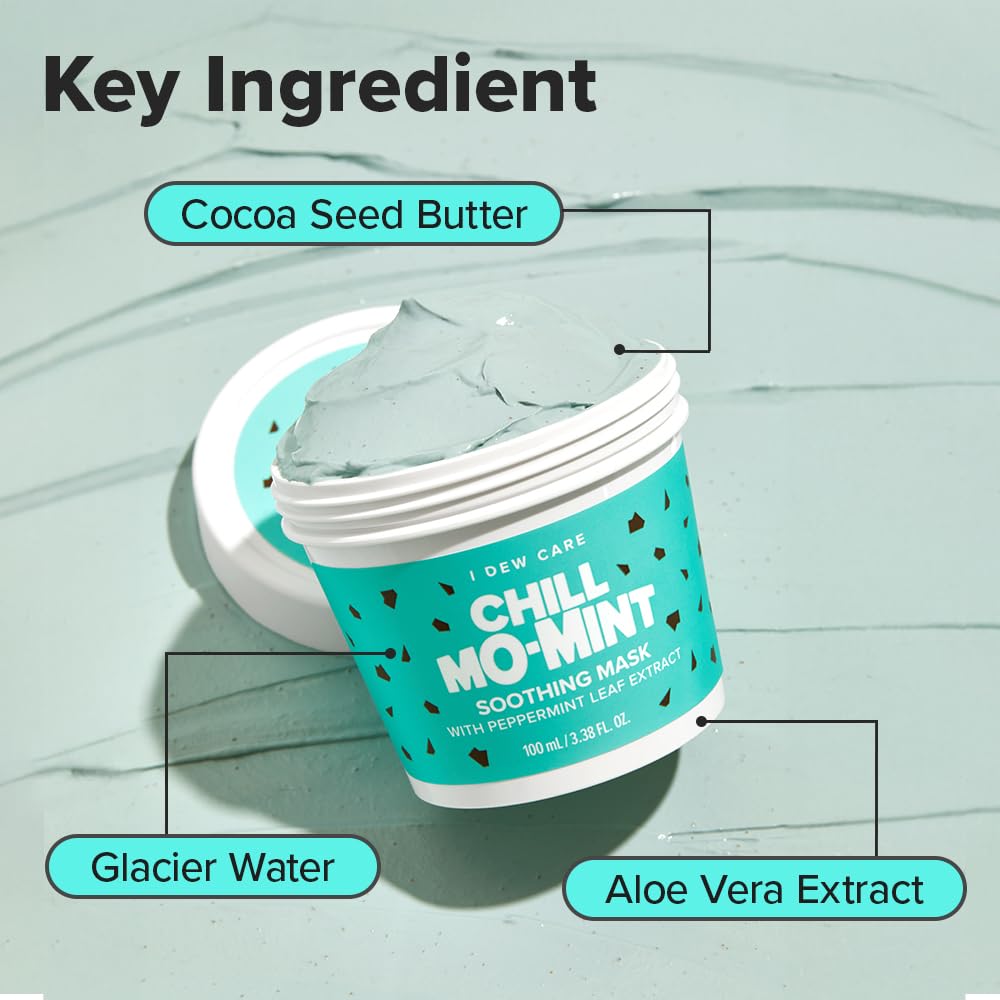 I DEW CARE Chill Mo Mint aloe vera close-up showing moisturizing soothing feel.