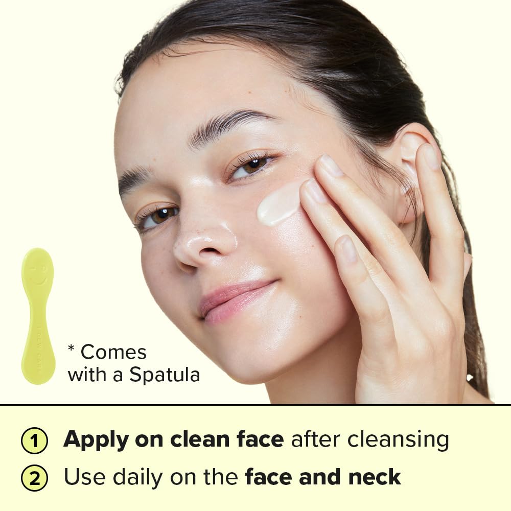 I DEW CARE moisturizer close-up demonstrates glow and even tone potential.