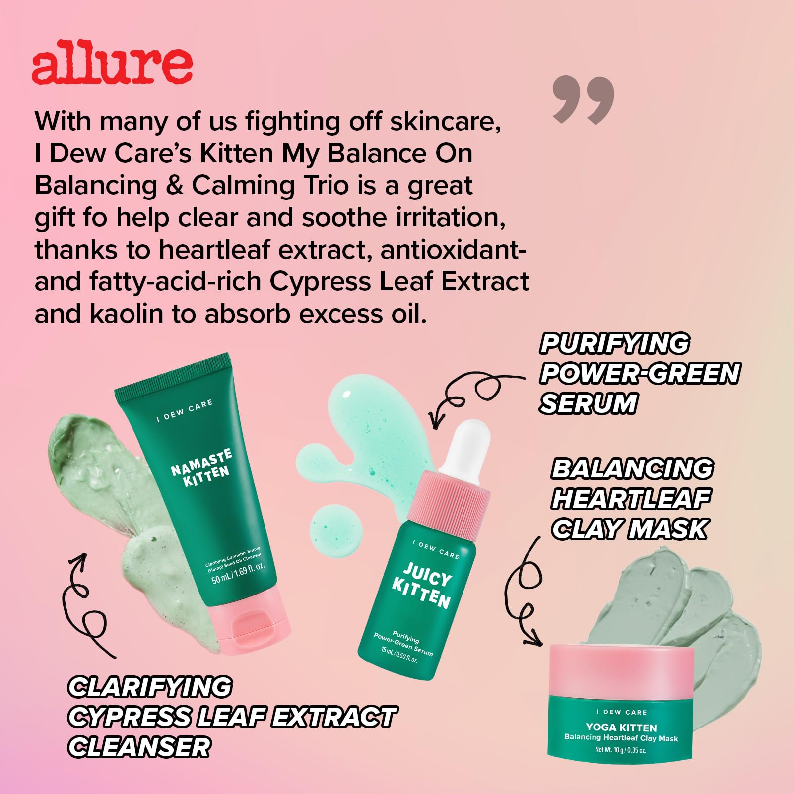 I DEW CARE Heartleaf Extract closeup highlights soothing botanicals for calm complexion.