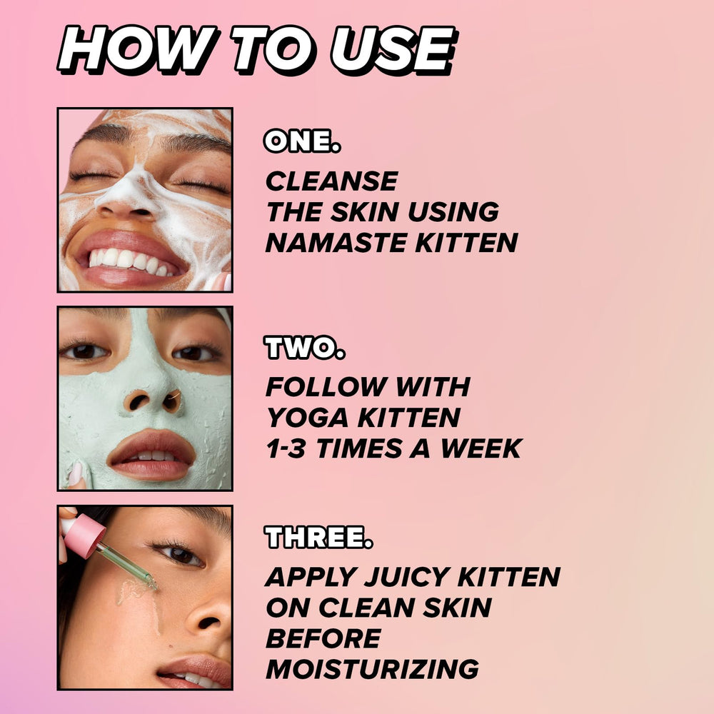 I DEW CARE Juicy Kitten Serum dropper detail suggests lightweight hydration and radiance.