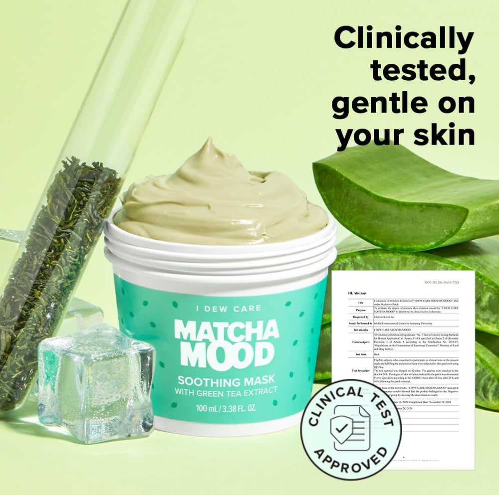 I DEW CARE Matcha Mood tub open reveals creamy texture ready for pampering.